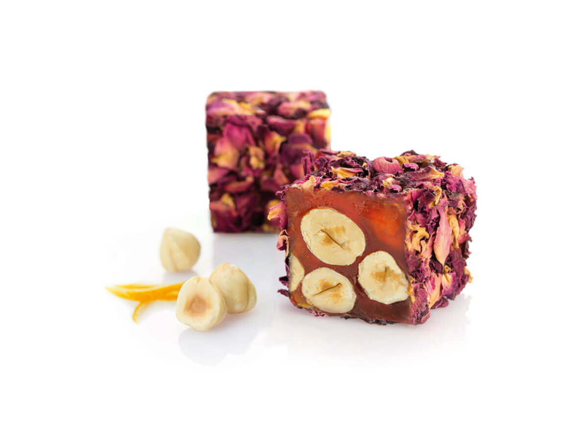 Hazelnut & Orange Flavor Coated With Rose Petals || Lokum Safası