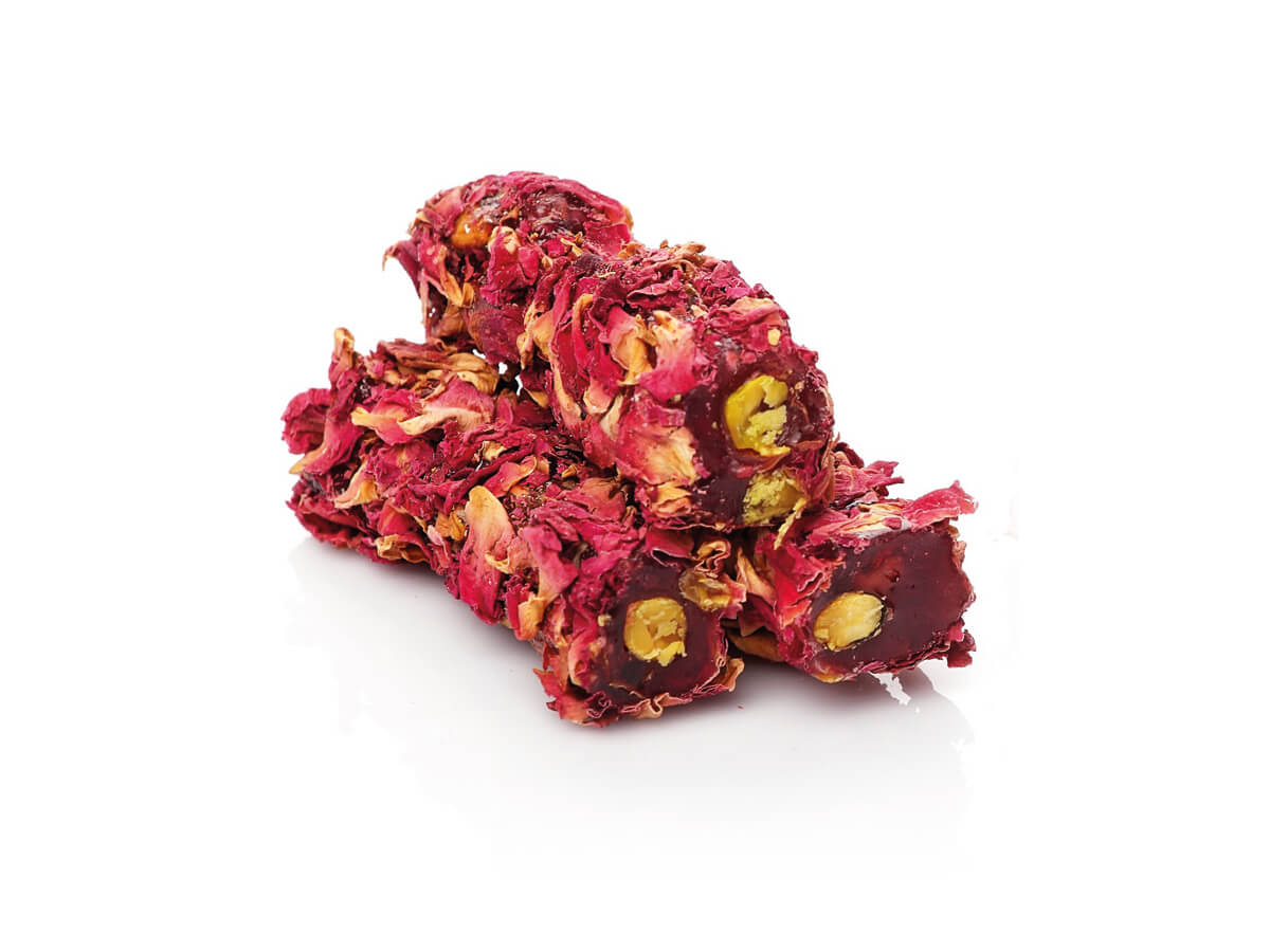 Finger Delight With Pistachio & Pomegranate Flavor Coated With Rose Petals || Lokum Safası